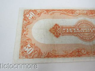 US $50 FIFTY DOLLAR BILL GOLD CERTIFICATE SERIES 1922 SEAL LARGE NOTE GRANT 7