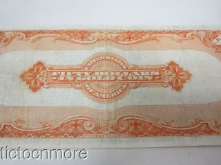 US $50 FIFTY DOLLAR BILL GOLD CERTIFICATE SERIES 1922 SEAL LARGE NOTE GRANT 8