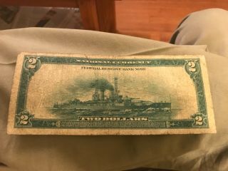 1918 Cleveland Ohio $2 Federal Reserve Bank Note,  Battleship