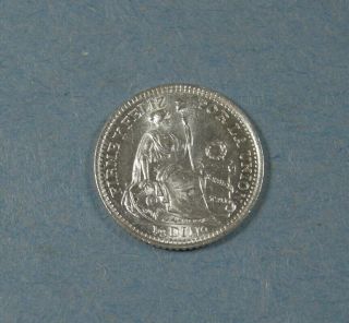 1913 Peru Silver 1/2 Dinero - Unc.