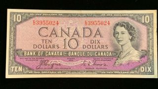 1954 Canadian $10 Dollar Bill - Coyne/towers - Bc - 32a - E/d - Devil 