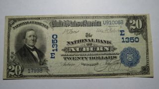 $20 1902 Auburn York Ny National Currency Bank Note Bill Ch.  1350 Vf,