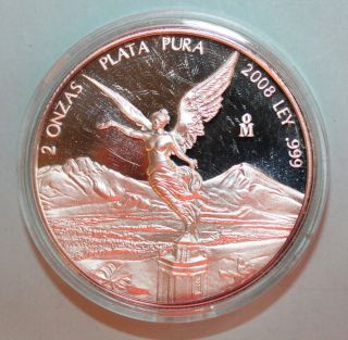 2 Oz Libertad 2008 Proof Mexican Silver Coin Plata Uncirculated