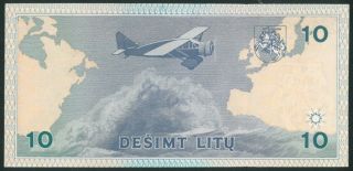 LITHUANIA 10 Litu (1993) UNC banknote Litas low s/n KAC0000636 2