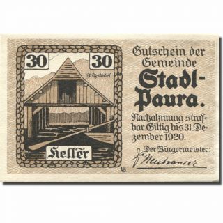 [ 276380] Banknote,  Austria,  Stadl - Paura,  30 Heller,  Barque,  1920 Unc (63)