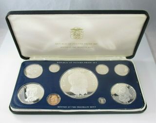 1975 Republic Of Panama 9 - Coin Sterling Silver Proof Set Minted At Franklin