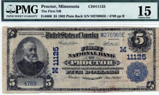Proctor,  Minnesota First National Bank $5 1902 Pb Ch 11125 Pmg 15