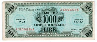 Italy.  Allied Military Currency.  " Amc " 1000 Lire,  Series 1943a P - M23a Vf - Ch.  Vf