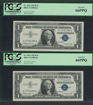 Fr.  1621 1957B $1 SILVER CERTIFICATE 100 CONSECUTIVE BANK PACK ALL PCGS GRADED 4