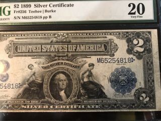 FR - 256 1899 $2 Silver Certificate PMG Very - Fine 20 N65254818 3