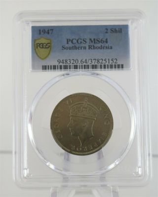 1947 Southern Rhodesia 2 Shilling George Vi Coin Pcgs Ms64
