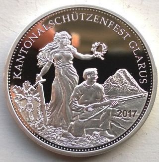 Switzerland 2017 Shooting Festival Glarus 50 Francs Silver Coin,  Proof