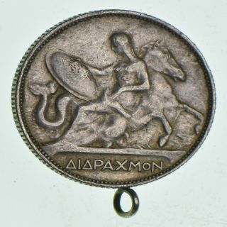 SILVER - WORLD Coin - 1911 Greece 2 Drachmai - 10g - World Silver Coin 600 2