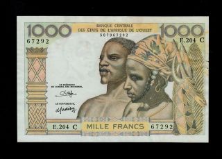 West African States Burkina Faso 1000 Francs 1961 Pick 303co Vf.