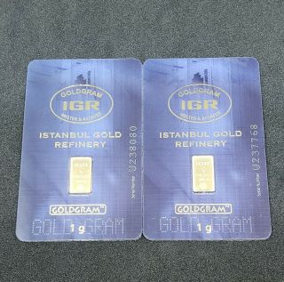 2 1 Gram Igr Goldgram Istanbul 999.  9 Pure Gold Ingot In Assay Card