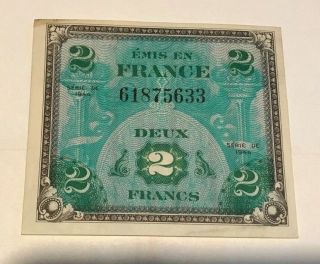 Emis En France Deux (2) Francs,  From World War Ii 1944 (e5) Military Currency