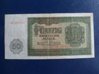 1948 Ddr/gdr East German 50 Deutsche Mark Bank Note - First Issue - Vg Cond.  19 - 438