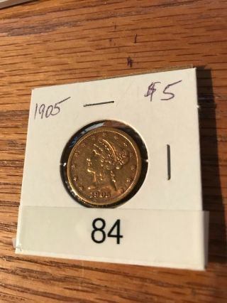 1905 - S Half Eagle $5 Gold Liberty