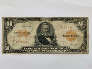 1922 $50 Dollar Gold Certificate B379193 Speelman/white
