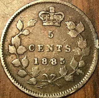 1885 Canada Silver 5 Cents Coin - Large 5 Variety