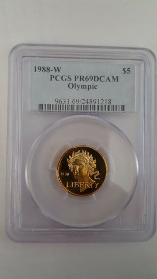 1988 - W $5 Proof Gold Coin Olympic - Pcgs Pr69 Dcam
