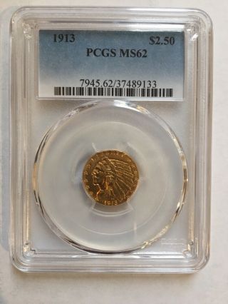 1913 P $2.  50 Gold Quarter Eagle Pcgs Ms 62