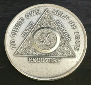10 Year.  999 Fine Silver Aa Alcoholics Anonymous Medallion Ten Year