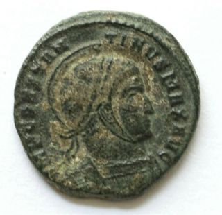 Roman Imperial Constantine I Æ.  Imp Constantinvs Max Avg,  Helmeted,  Laureate An