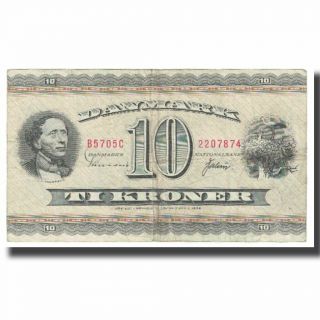 [ 622194] Banknote,  Denmark,  10 Kroner,  1936,  1936 - 04 - 07,  Km:44b,  Vf (20 - 25)