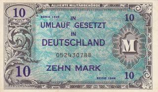 10 Mark Very Fine Banknote From Allied Military In Germany 1944 Pick - 194