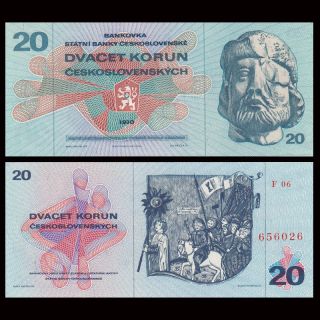 Czechoslovakia 20 Korun Banknote,  1970,  P - 92,  Unc,  Europe Paper Money