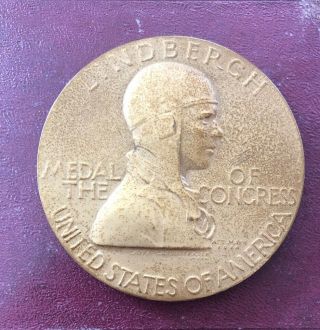 Charles Lindbergh 2 3/4 " Bronze Medal Of The Congress Usa