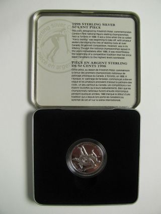 1998 Proof 50 Cents Sports Firsts 1 - 1888 Amateur Figure Skating.  925 Silver Can