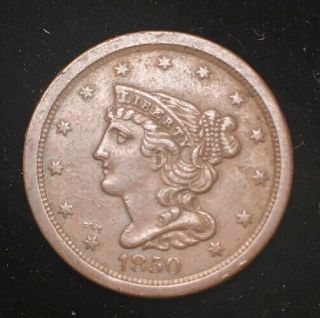 1850 Half Cent Braided Hair/only 39,  812 Made Very Scarce See Pictures
