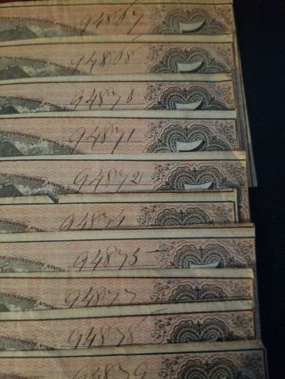 1864 Confederate Currency 19 Sequential Serial ' s Uncirculated 5 Dollar Bills 2