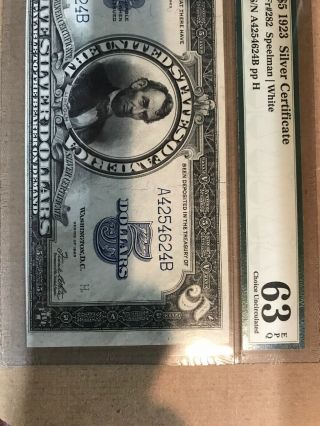 Fr.  282 - 1923 Porthole $5 Silver Certificate - PMG 63 EPQ 3