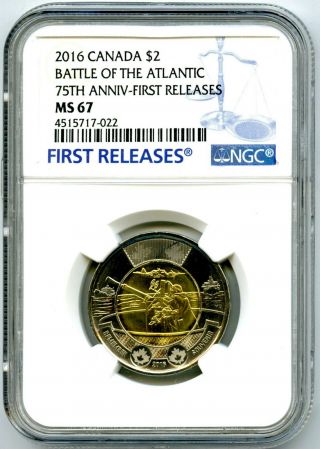 2016 Canada $2 Ngc Ms67 First Releases Battle Of The Atlantic 75th Anniversary