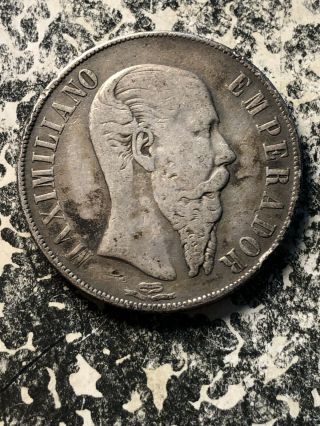 1866 - Mo Mexico Empire Of Maximilian 1 Peso Jm1064 Large Silver Coin Rim Nicks