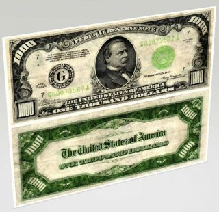 1934 Sm Size $1000.  00 U S Federal Reserve Note CLEVELAND FR 2211 - G VF, 4