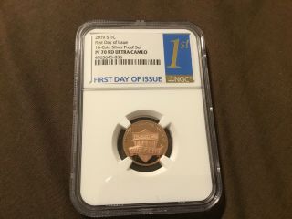 2019 S Lincoln Cent First Day Of Issue From 10 - Coin Silver Set Ngc Pf70 Rd Uc 1