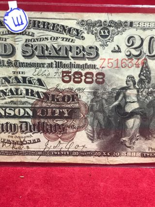 NATIONAL CURRENCY $20 SERIES 1882 THE UNAKA NATIONAL BANK OF JOHNSON CITY (TN) 4