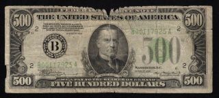 Very Good 1934 York $500 Five Hundred Dollar Bill Fr - 2201 - B