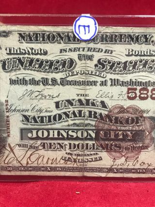 NATIONAL CURRENCY $10 UNAKA NATIONAL BANK OF JOHNSON CITY (TN) 3