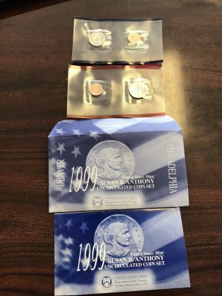 1999 Susan B.  Anthony P And D Uncirculated Coin Set