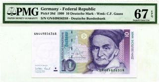 Germany 10 Deutsche Mark 1999 Federal Republic Pick 38d Luck Money Value $240
