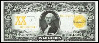 1906 Us $20 Gold Certificate George Washington Note Fr.  1186 Cu