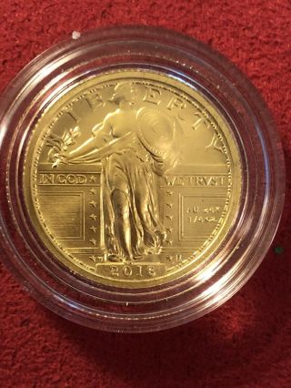 2016 Standing Liberty Centennial Gold Coin U.  S.  W/ C.  O.  A.  Boxes 1/4 Troy Oz
