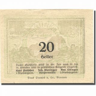 [ 276212] Banknote,  Austria,  Burgkirchen,  20 Heller,  Village,  1920 Unc (63)