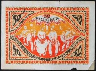 Bielefeld 1923 50 Million Mark Inflation Notgeld Germany