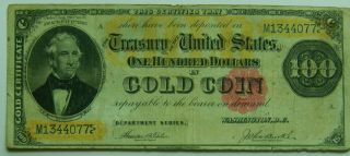 1882 $100 Gold Certificate Hundred Dollars In Gold Coin Currency Large Note US 3